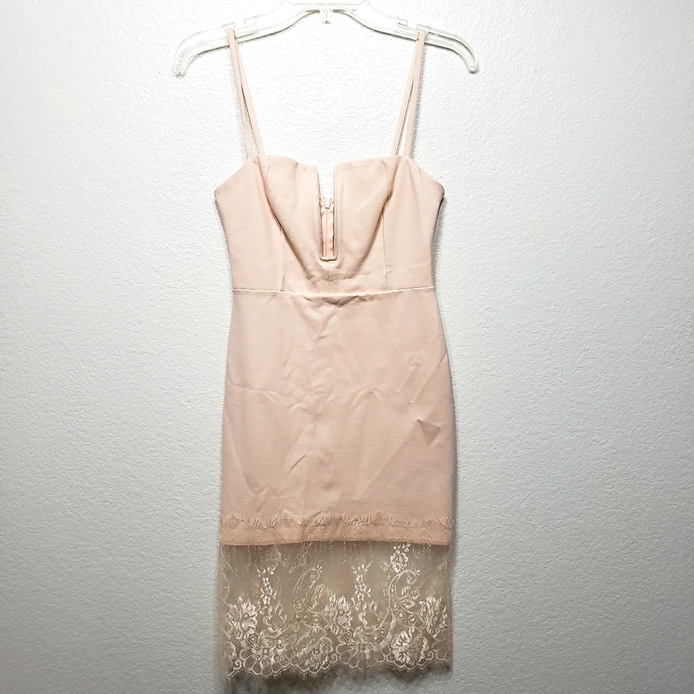 Medium Hottie Baby Pink Mini Dress With Lace Hem